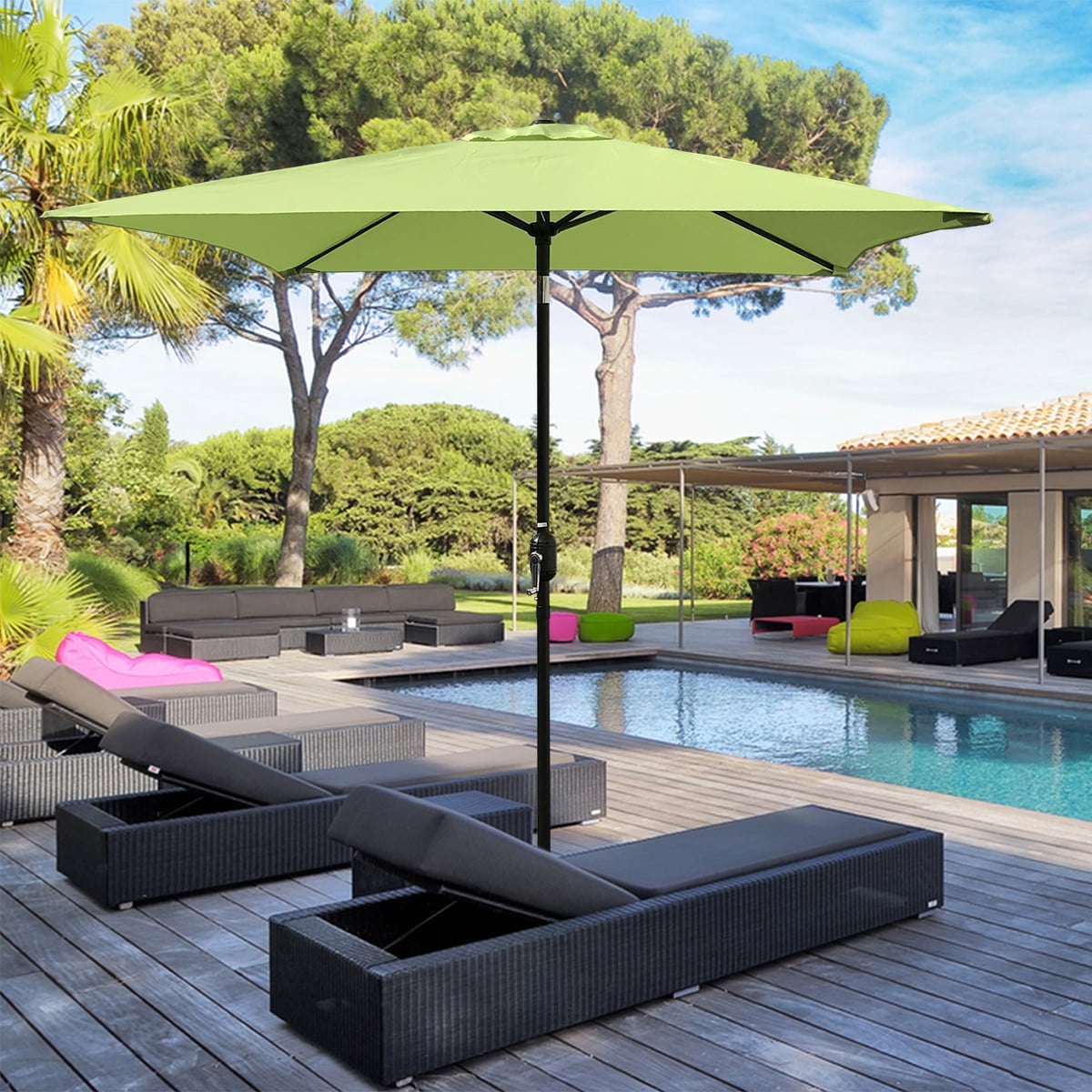 Abble 6.5 Feet Square Market Umbrella - Lime Green