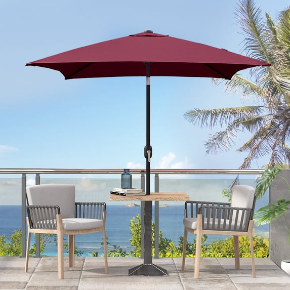 Ultrashades 6.5 ft Square Outdoor Patio Market Umbrella with Push Button Tilt and Crank Handle, Burgundy