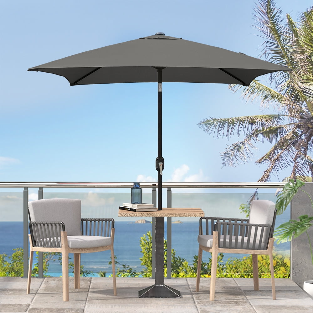 Ultrashades 6.5 ft Square Outdoor Patio Market Umbrella with Push Button Tilt and Crank Handle, Dark Grey