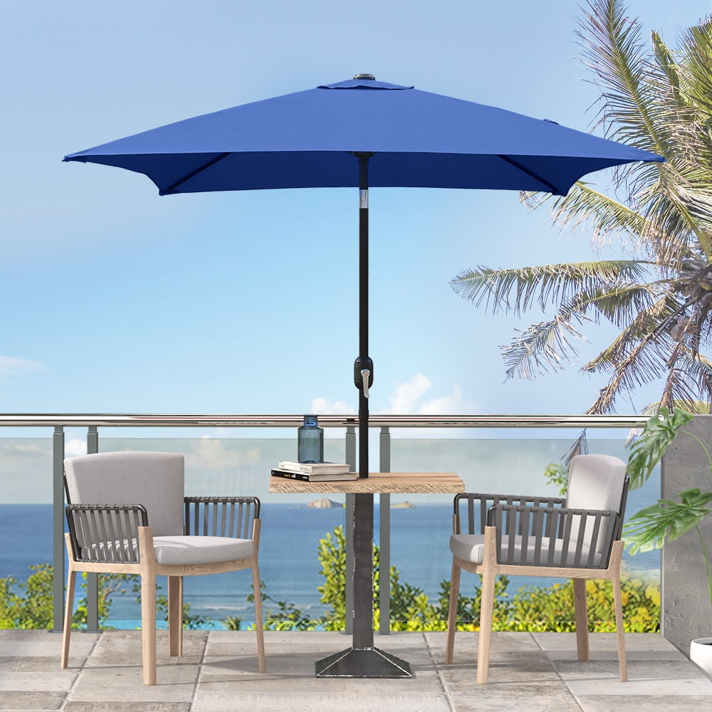 Ultrashades 6.5 ft Square Outdoor Patio Market Umbrella with Push Button Tilt and Crank Handle, Navy