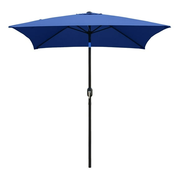 Abble 6.5FT Square Outdoor Patio Umbrella with Push Button Tilt and Crank Handle, Market Umbrella for Garden Deck Backyard Pool, Navy Blue