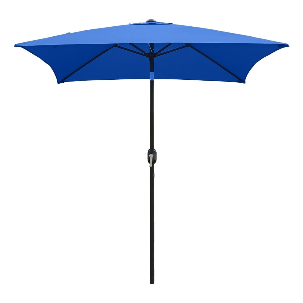 Abble 6.5FT Square Outdoor Patio Umbrella with Push Button Tilt and Crank Handle, Market Umbrella for Garden Deck Backyard Pool, Royal Blue