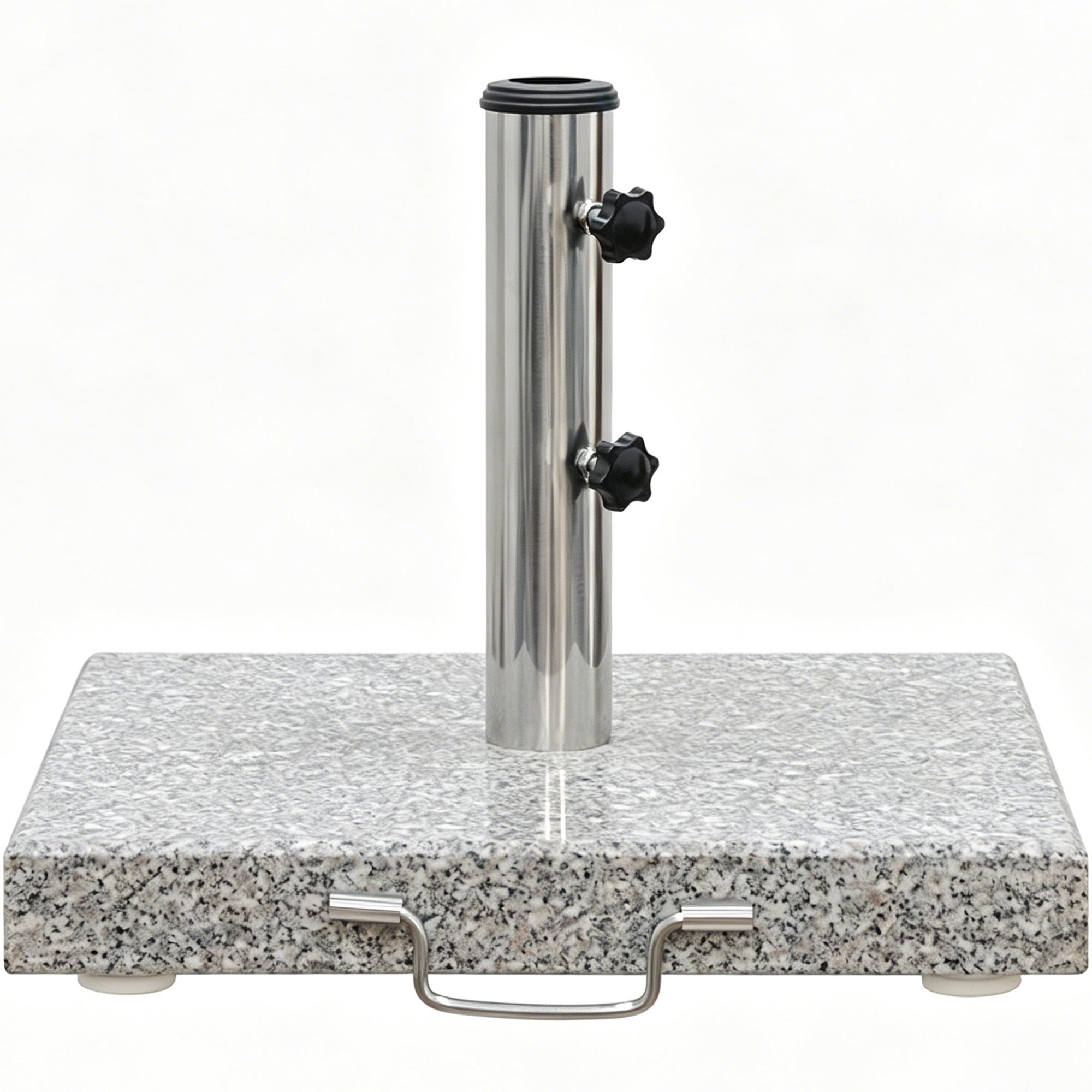 Abble 66 lbs  Heavy Duty Square Granite Umbrella Base Stand with Wheels and Handle in Gray