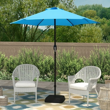 Abble 7.5ft Outdoor Patio Umbrella with Crank – 6-Rib Market Umbrella for Garden, Deck, Backyard, or Pool