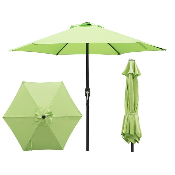 Abble 7.5ft Patio Umbrella with Crank Handle Outdoor Market Umbrella with 6 Sturdy Umbrella Ribs Waterproof for Garden Deck Backyard Pool, Green