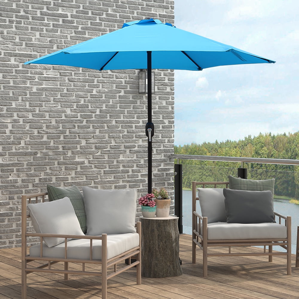 Abble 7.5ft Patio Umbrella with Crank Outdoor Market Umbrella with 6 Ribs for Garden Deck Backyard Pool, Aqua