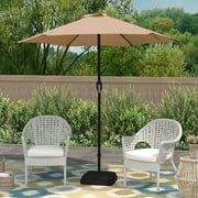 Abble 86" Tan Solid Print Hexagon Market Patio Umbrella