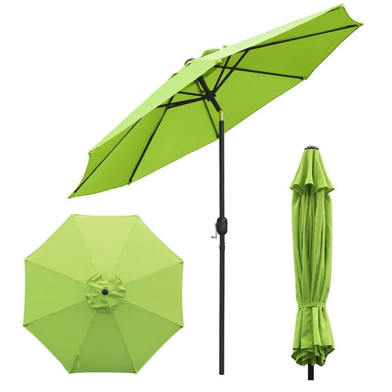 UltraShades 9FT Outdoor Patio Umbrella with Push Button Tilt and Crank Handle, Market Umbrella with 8 Sturdy Umbrella Ribs, Waterproof for Garden, Deck, Backyard, Pool, Green