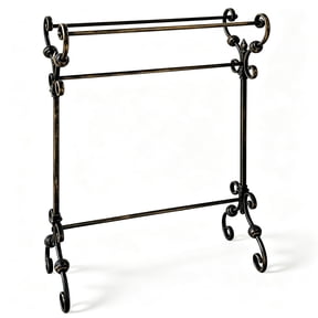 KOOL Antique Scroll Wrought Iron Freestanding Towel Rack, Free Standing Bathroom Towel Bar Stand, Rustproof Decorative Towel Drying Holder for Bathroom, Bedroom & Laundry Room