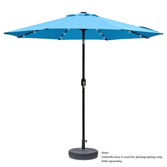 Abble 9ft Solar LED Lighted Patio Umbrella, Table Market Umbrella, Outdoor Umbrella for Garden, Deck, Backyard, Pool and Beach, Aqua