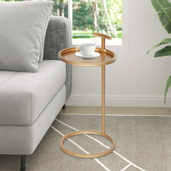 Abble Dia 12"  Round Soft Gold Metal C Table