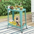 thumbnail image 1 of Abble Glossy Teal Color 2- Tier Metal Frame Bar Cart with Handle, 1 of 3