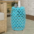 thumbnail image 1 of Abble Iron Geometric Side Table, Teal, 1 of 4