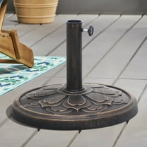 Abble 27 lbs. Lotus Design Umbrella Base Outdoor Market Umbrella Stand in Antique Bronze