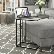 Abble Marble Top C Table Metal End Table Accent Side Table with Black Metal Base