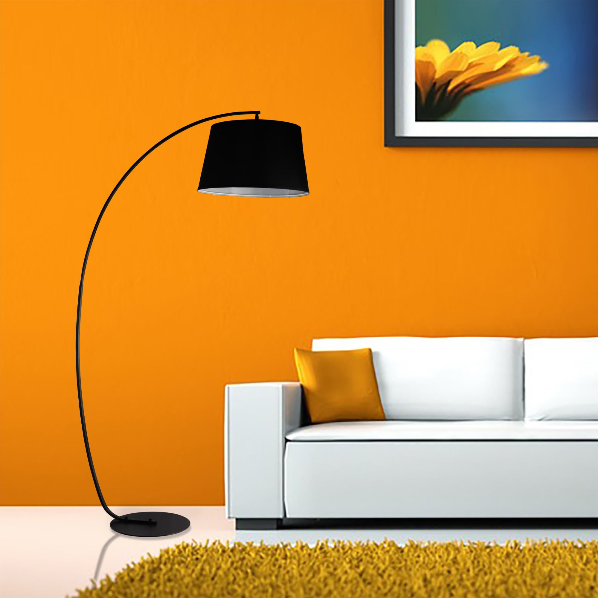 Abble Modern 75" Arched Floor Lamp for Living Room and Bedroom -Black