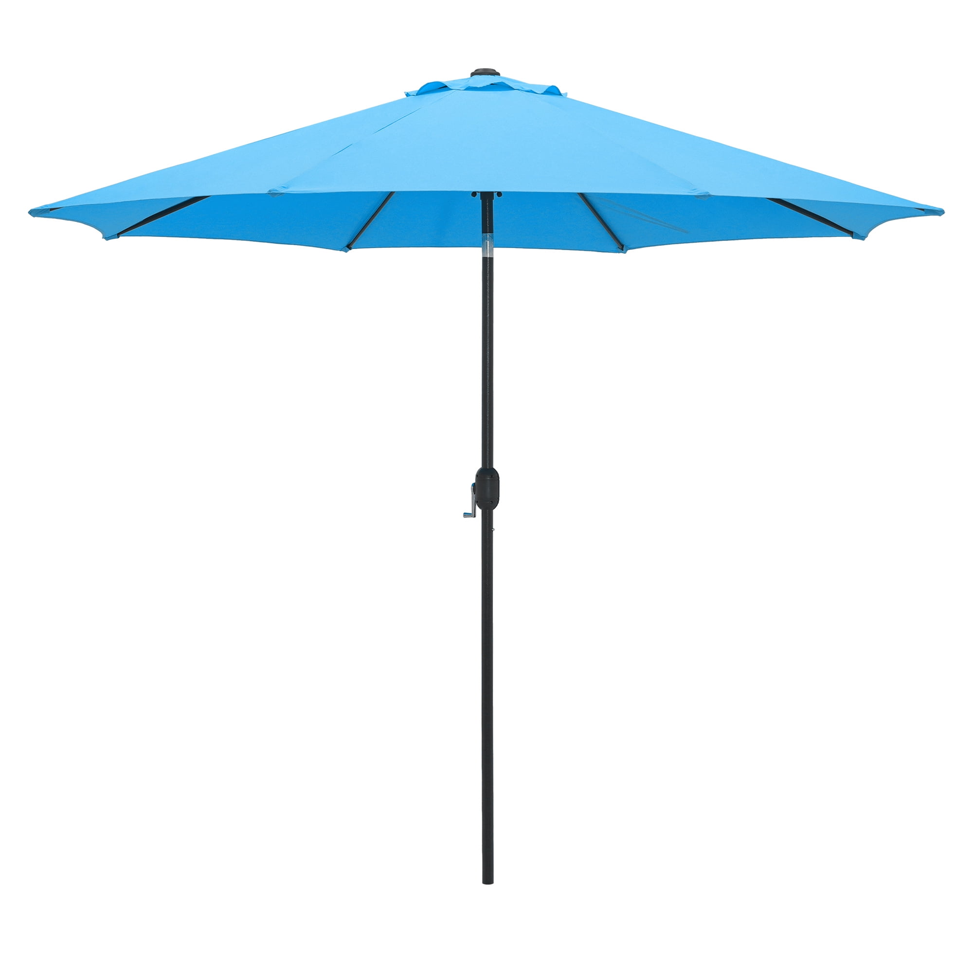 Kool 10FT Outdoor Patio Umbrella with Push Button Tilt and Crank Handle, Market Umbrella with 8 Sturdy Umbrella Ribs, Aqua