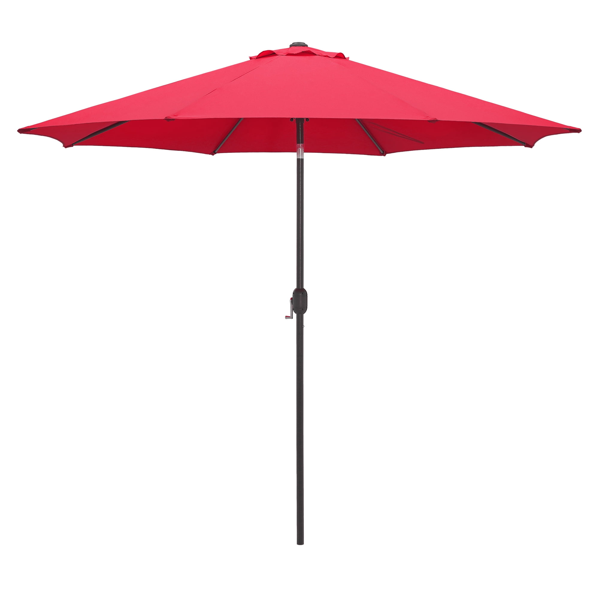 Kool 10FT Outdoor Patio Umbrella with Push Button Tilt and Crank Handle, Market Umbrella with 8 Sturdy Umbrella Ribs, Red