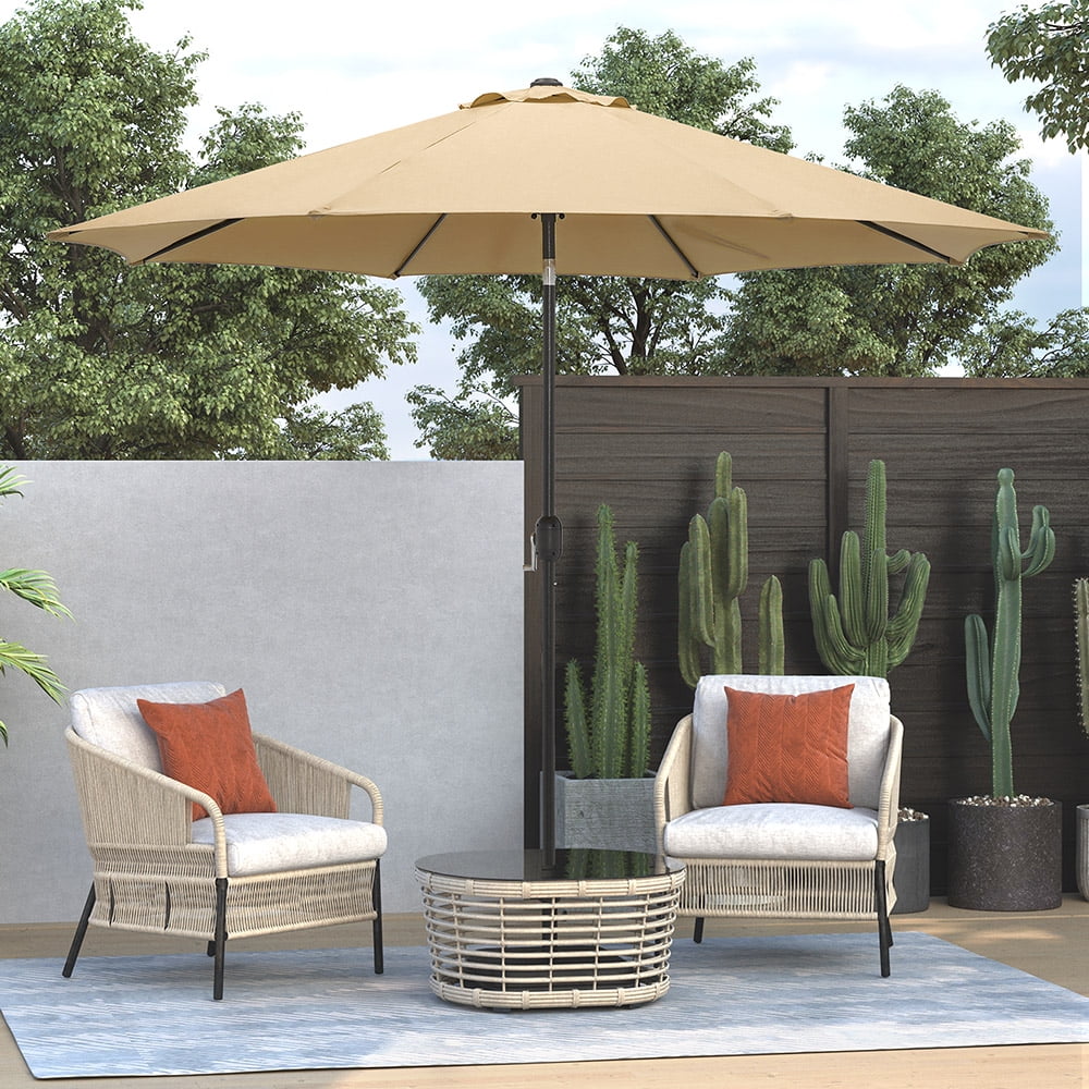 Abble Outdoor 10ft Patio Umbrella with Crank and Tilt - Tan