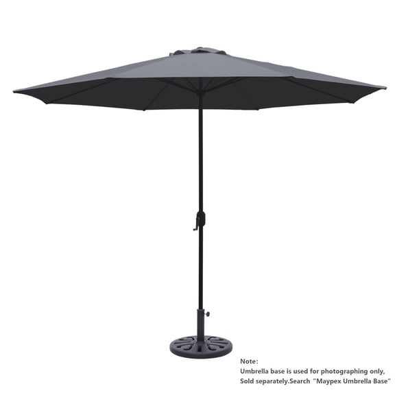 Abble Outdoor 11 ft. Steel Market Crank Patio Umbrella in Dark Gray