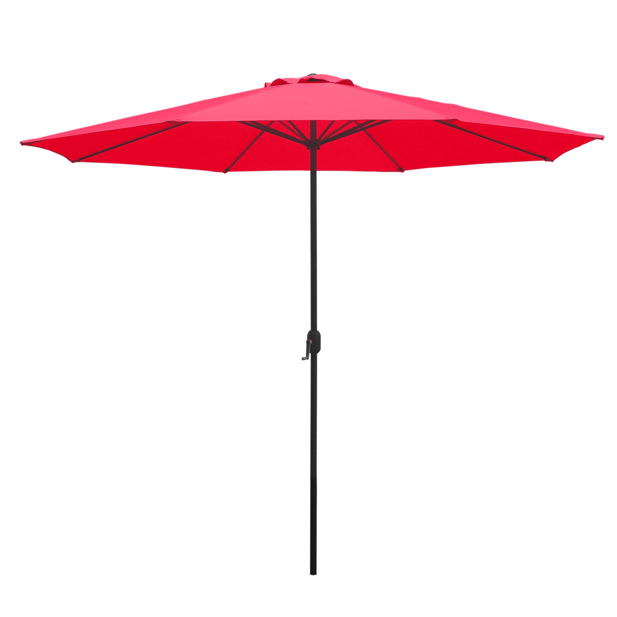 Kool 11FT Outdoor Patio Umbrella with Crank Handle, Market Umbrella with 8 Sturdy Umbrella Ribs, Waterproof for Garden Deck Backyard Pool, Red