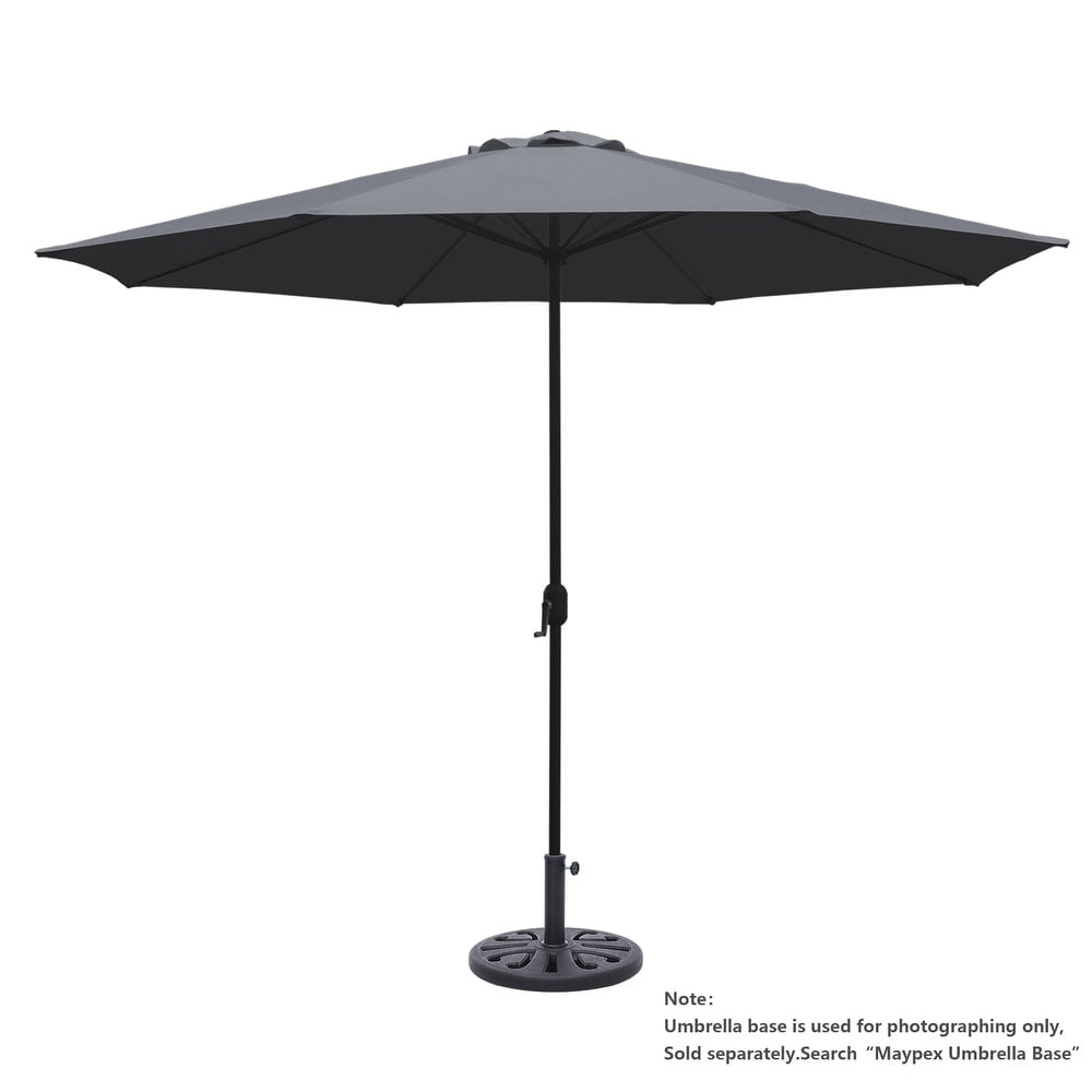 Kool 11FT Outdoor Patio Umbrella with Crank Handle, Market Umbrella with 8 Sturdy Umbrella Ribs, Waterproof for Garden Deck Backyard Pool, Dark Gray