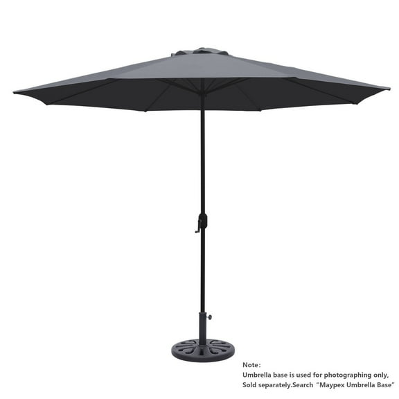 Abble 11FT Outdoor Patio Umbrella with Crank Handle, Market Umbrella with 8 Sturdy Umbrella Ribs, Waterproof for Garden Deck Backyard Pool, Dark Gray