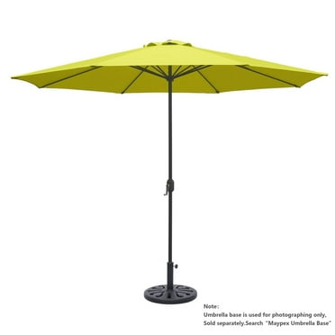 Abble 11FT Outdoor Patio Umbrella with Crank Handle, Market Umbrella with 8 Sturdy Umbrella Ribs, Waterproof for Garden Deck Backyard Pool, Yellow