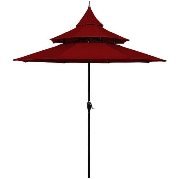 Abble Outdoor 9ft Pagoda Patio Umbrella with Crank - Burgundy