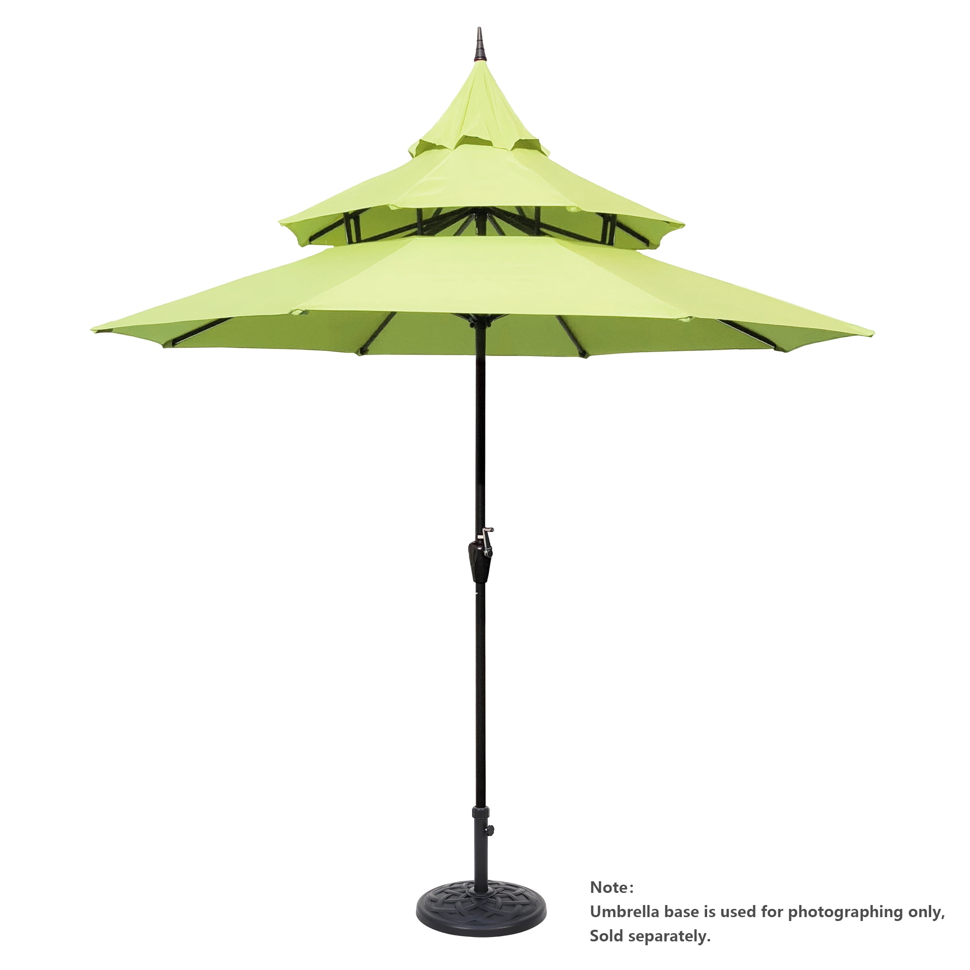 Abble 9ft Patio Umbrella with Crank 3-Tier Pagoda Outdoor Market Umbrella with 8 Ribs for Garden Deck Backyard Pool, Lime Green
