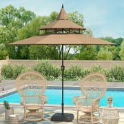 Abble 9' Dark Brown Octagon Market Patio Umbrellas, Weather-Resistant