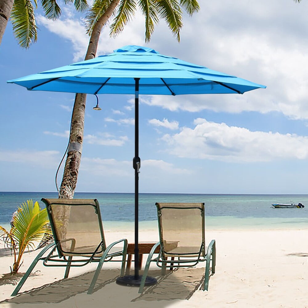Abble Outdoor 9ft Patio 4 Tier Fashion Umbrella with Crank and Tilt - Aqua