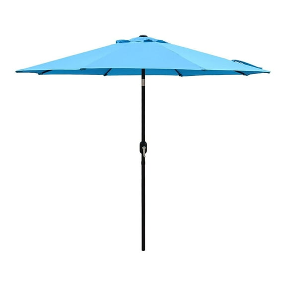 Abble Outdoor 9ft Patio Umbrella with Crank Handle and Push Button Tilt, Outdoor Market Umbrella with 8 Ribs for Garden, Deck, Backyard, Pool,  Aqua