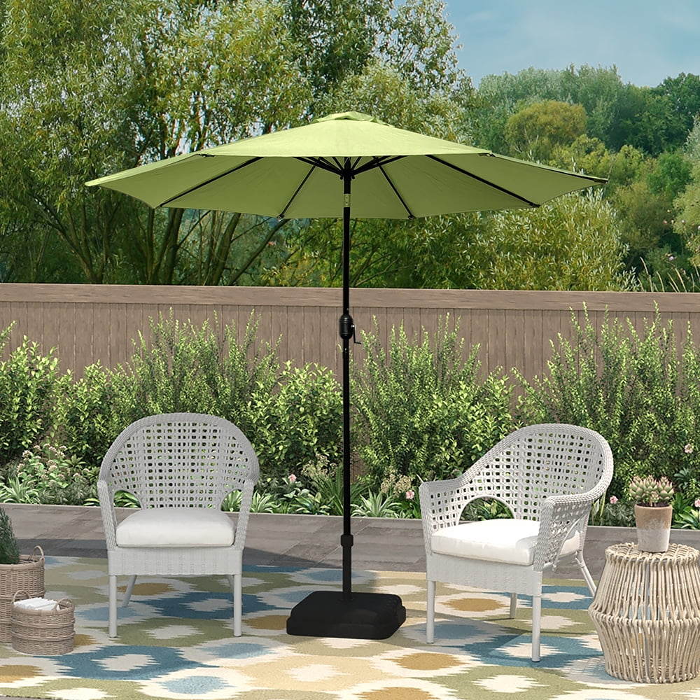 Kool Outdoor 9ft Patio Umbrella with Crank Handle and Push Button Tilt, Outdoor Market Umbrella with 8 Ribs - Lime Green