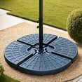 thumbnail image 1 of Abble Outdoor Cantilever Patio Umbrella Base Offset Umbrella Stand (4-Piece Fillable Plates),  Max 120 lbs w Water, 220 lbs w Sand & Water, HDPE in Black for Garden Backyard Poolside, 1 of 10