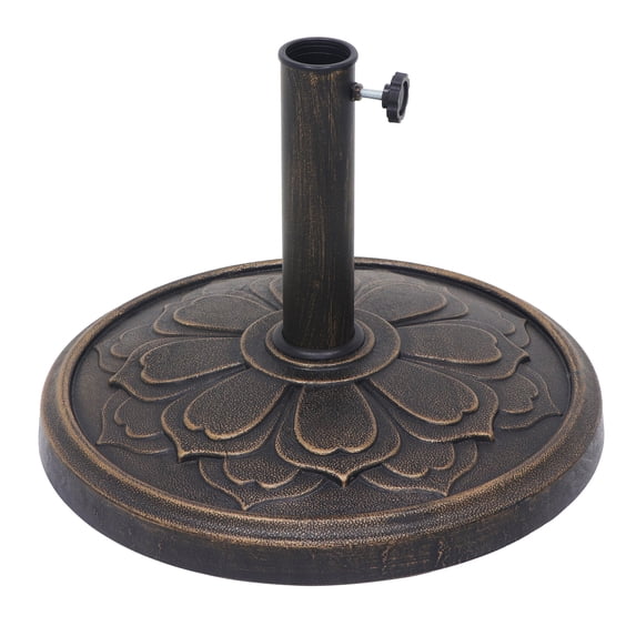 Abble 27 lbs. Lotus Design Umbrella Base Outdoor Market Umbrella Stand for Patio, Garden, Backyard, Poolside in Antique Bronze