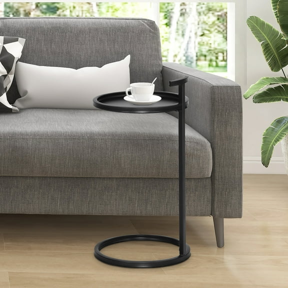 Abble Portable Metal Round C-Table & End Table 12"D x 23.5"H