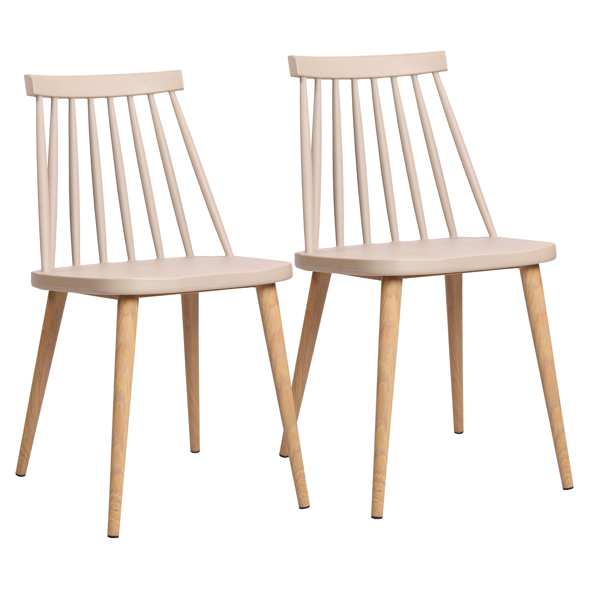 Abble Set of 2 Modern Dining Chairs Indoor Kitchen Chairs -Beige