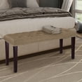thumbnail image 1 of Abble Upholstered Wood Bench, Tan, 1 of 5