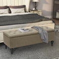 thumbnail image 1 of Abble  W 45 in. x H 17.3 in. Beige Upholstered Storage Bench with Button-Tufted Seat, 1 of 6