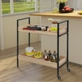 thumbnail image 1 of Abble White Oak Manufactured Wood Kitchen Serving Cart Metal Bar Cart with Caster Wheels, 1 of 6