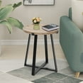 thumbnail image 1 of Abble Indoor Use White Oak Tray Top End Table with Matte Black  Metal Cross Legs, 1 of 7