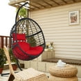 thumbnail image 1 of Abble Wicker Hanging Egg Chair with Cushion and Stand - Black, 1 of 5