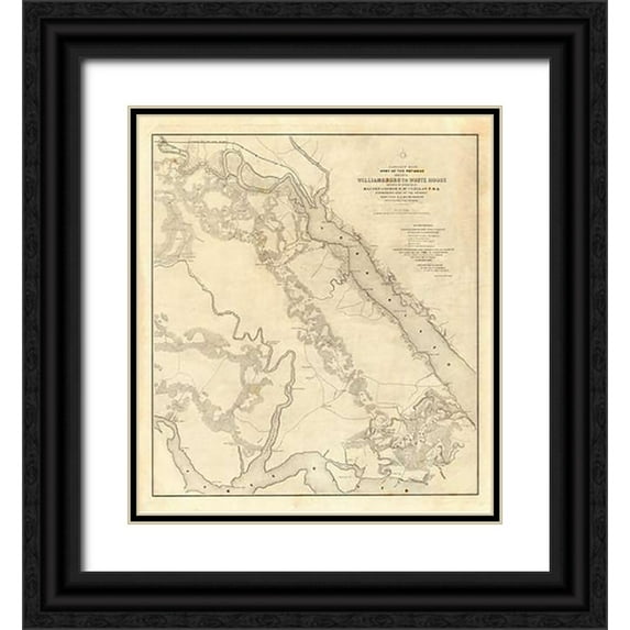 Abbot, Henry L. 26x29 Black Ornate Wood Framed with Double Matting Museum Art Print Titled - Civil War - Williamsburg To White House, 1862