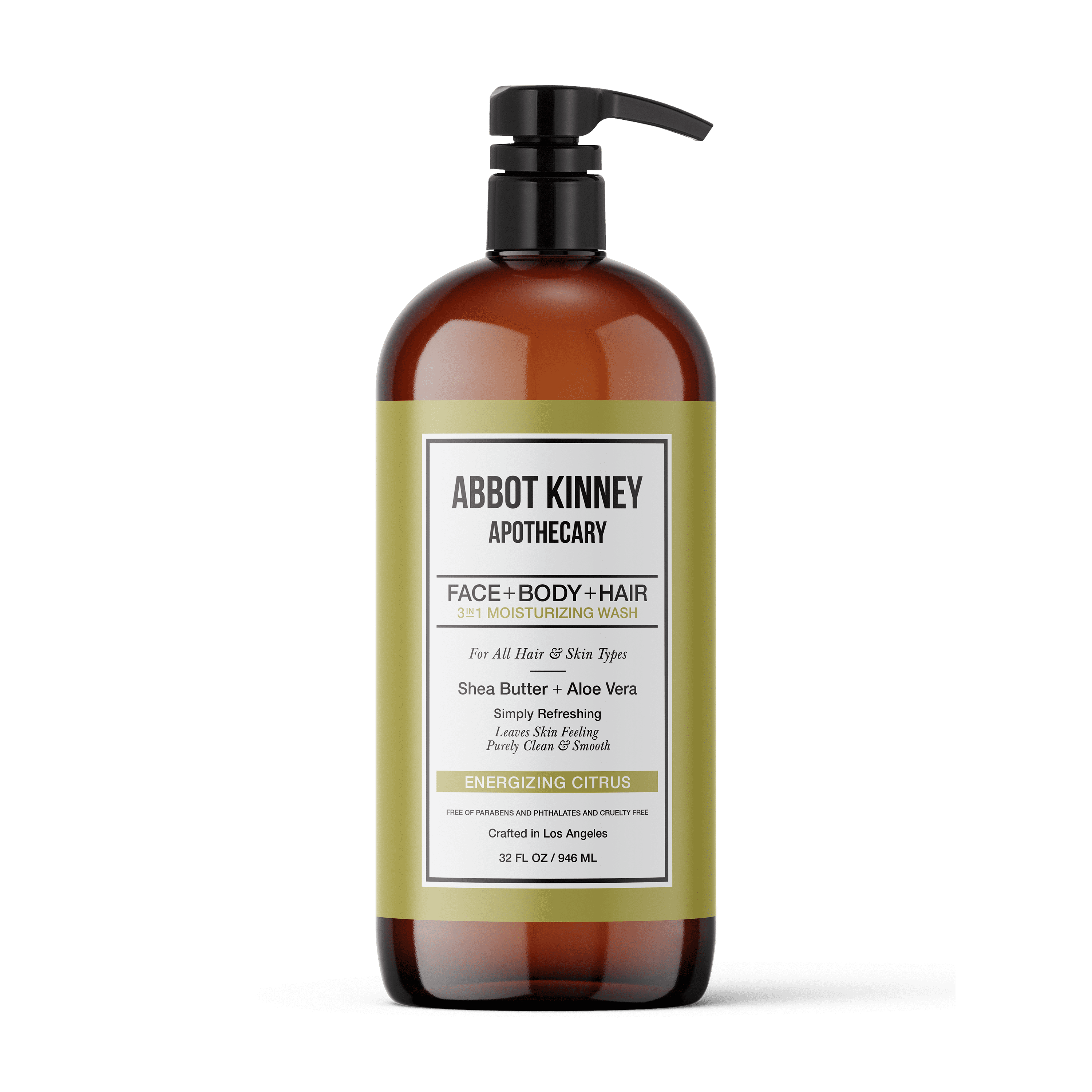 Abbot Kinney Apothecary Men's 3 in 1 Shampoo, Conditioner, Body Wash