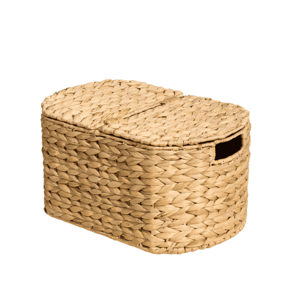 Abbot Water Hyacinth Woven Brown Oval Kitchen and Picnic Basket