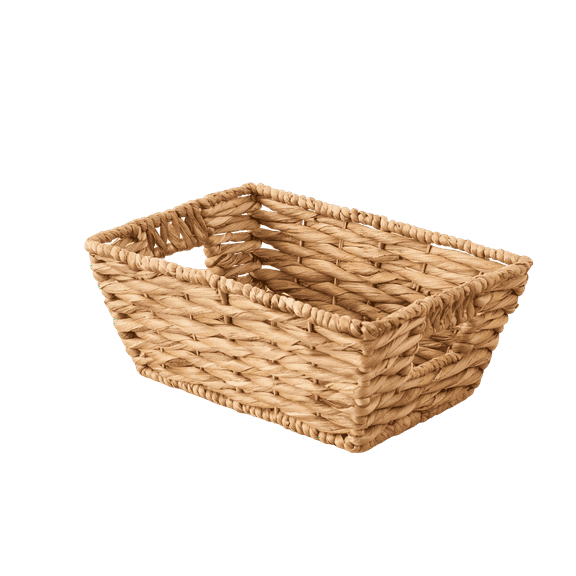 Abbot Water Hyacinth Woven Rectangular Brown Multi Use Kitchen and Bathroom Basket Setof 2