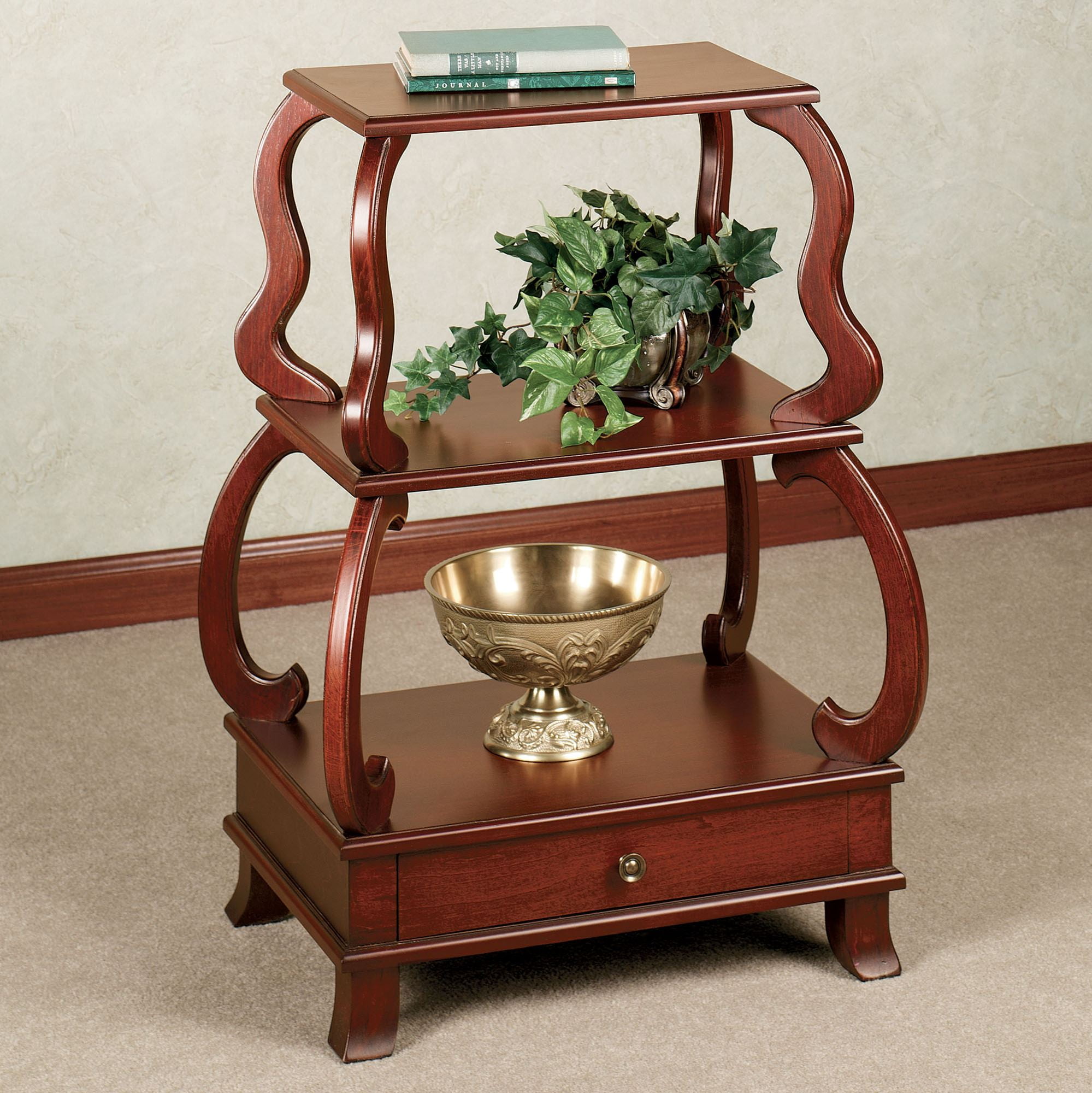Classic Cherry Wood Accent Table with Storage Drawer