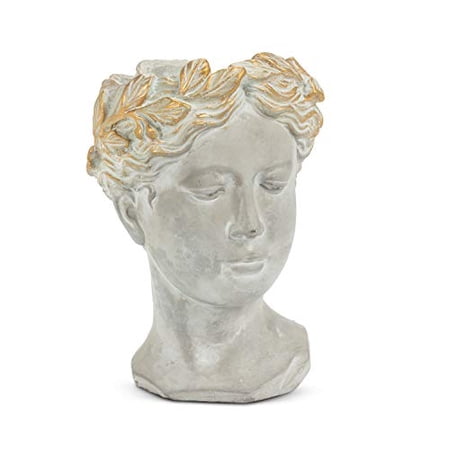 Abbott Collection 27-APHRODITE-535-SM Small Woman Head Planter, Grey/Gold