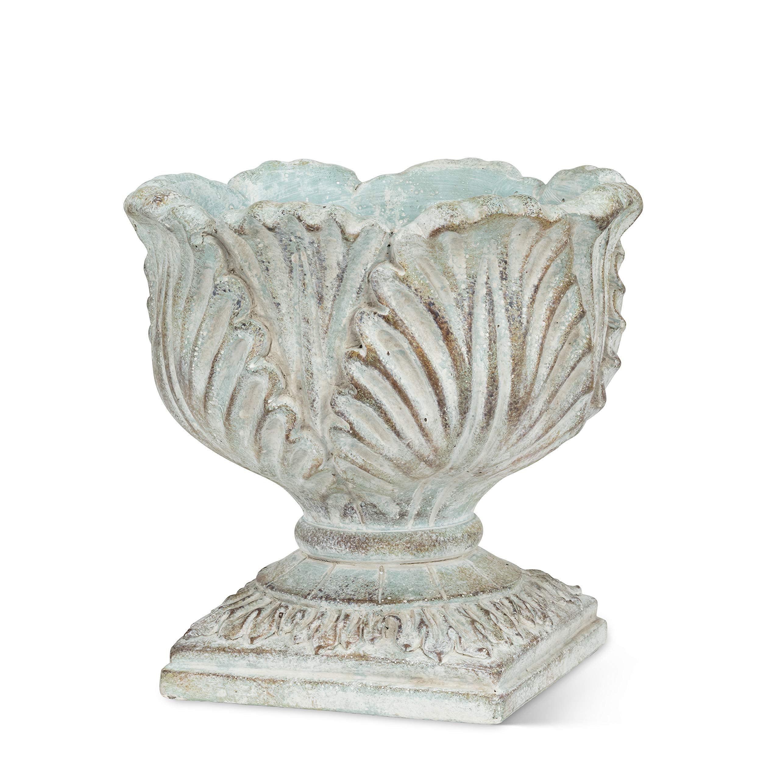 Abbott Collection Flower Pedestal Dish - 2 Pack, 4 Inch Tall, Pink Vintage Glass, Dessert Bowls